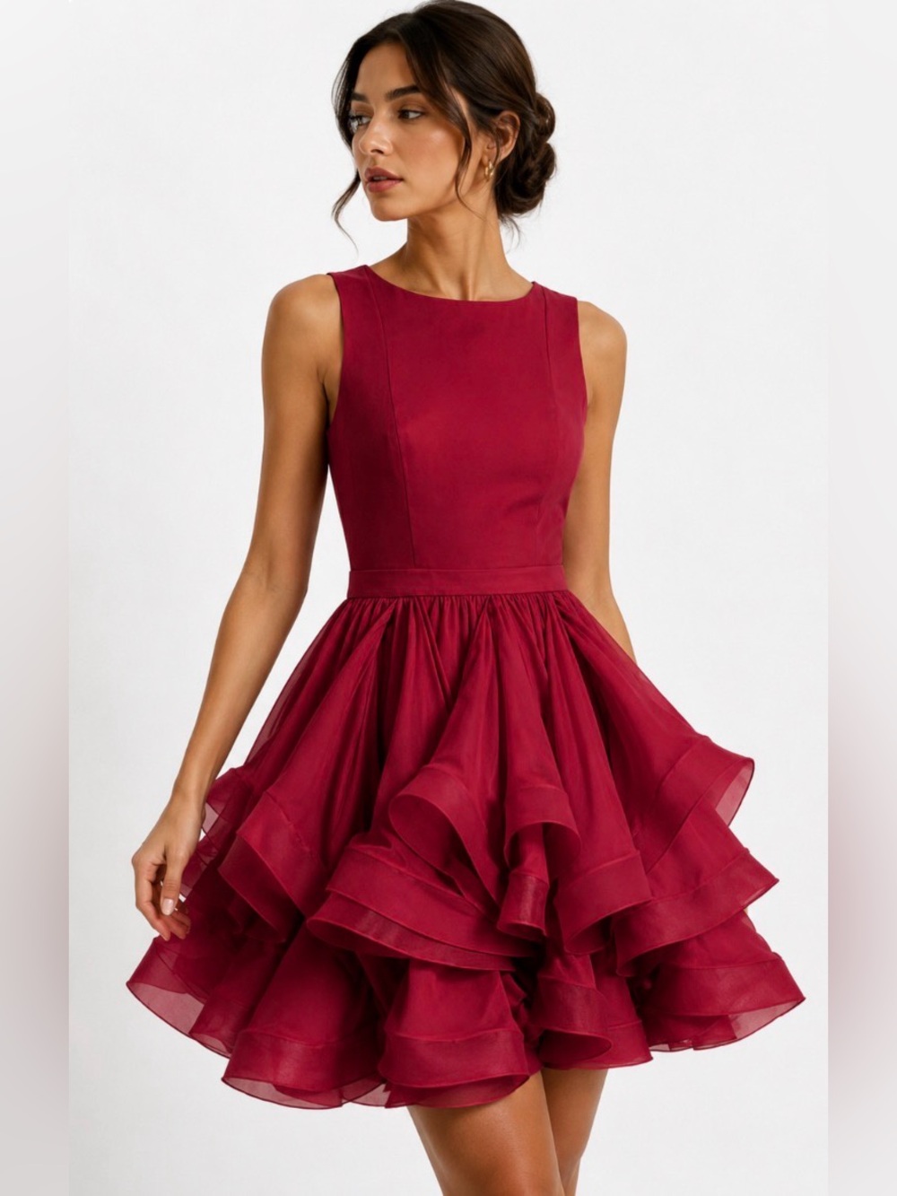 NWT Reem Acra Red Ruffled Mini Dress Size 8